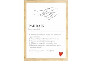 CL&MH Affiche définition parrain,Affiche Parrain, Définition Parrain, Cadeau parrain, Cadeau baptême parrain, idée cadeau parrain filleul (avec cadre)