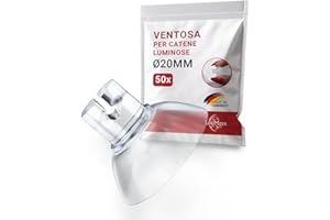 LouMaxx Ventosa con fessura per cavi, set da 50 ventose per finestre, catena luminosa trasparente, Ø 20 mm, Made in Germany, riutilizzabile e rimovibile senza lasciare residui