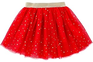 es-uk Girls Glitter Tulle Skirt with Gold Stars – Soft Elastic Waist Party Ballet Tutu for Toddlers & Kids Ages 2–10 – Holiday, Birthday & Dress-Up Dance Skirt