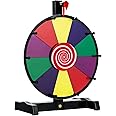 Maxmass 12"/15" Color Prize Wheel, Fortune Spinning Game with 10/12 Slots, Dry Erase Marker and Eraser, Tabletop Rotating Arrows Math Spinner for Trade Shows Parties Carnival (12")