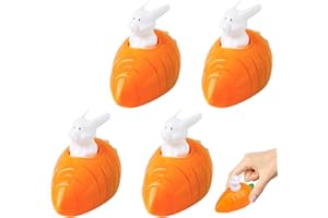 ISOI Voiture Enfant de Course, Lot de 4 Petits Véhicules à Tirer Idée Cadeau pour Pâque Mini Jouet sous Pression de Carotte avec Lapin de Conducteur Pull-Back Cars pour Enfant Fille Garçon