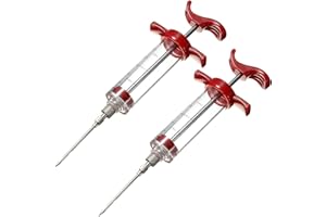 N\C TAIZER Marinating Syringe 2 Pieces Roasting Syringe BBQ Marinating Syringe with Stainless Steel Needles 30 ml Chicken Roasting Syringe Marinating Syringe Spice Syringe Kitchen Aid for BBQ Meat Beef