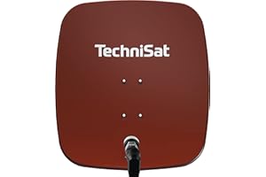 TechniSat SATMAN 65 PLUS - Satellite Dish for 2 Participants (65 cm Satellite Mirror with Mounting Bracket and 40mm Universal Twin LNB) Red