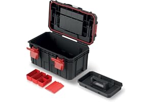 Kistenberg Werkzeugkiste Werkzeugkoffer Werkzeugkasten Werkstattkiste Toolbox Organizer im Deckel mit Boxen und Trennwänden, wasser- /staubdicht, Kunststoff S-Block Pro Abmessungen: 450 x 280 x 264 mm