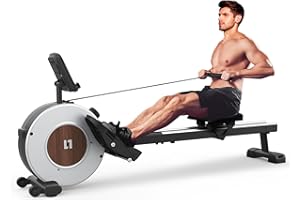 ‎COWMEW Rudergerät für zuhause, Bluetooth Rudergerät, Kinomap-App, Rudergerät mit 16-stufigem Magnetwiderstand, Upgrade auf Doppel-Slide-Rails, Kompaktes Rudergerät, Vertikale Aufbewahrung