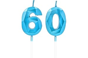 DTXLX Birthday Candles, Blue Number Candles Birthday Decoration, Happy Birthday Cake Toppers, for Birthday Parties Weddings Company Anniversaries (Blue #60)