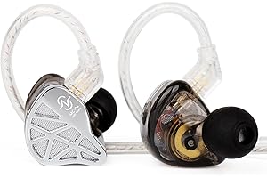 keephifi CCZ MC04 IEM, Auriculares con Cable y Conector de 3.5mm Desmontable Plateado OFC, Auriculares Gaming con Driver Híbrido 10mm magnético 1DD+1BA, Graves Profundos In Ear Monitor para Músicos