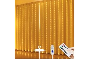 One94Store Fairy Curtain String Lights 300 LED's for Wall Decoration, Warm White USB Powered, 8 Flashing Modes...