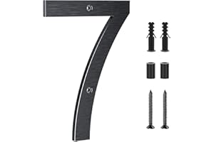 Yafimea numéro de maison exterieur noir 20 cm – En aluminium massif avec finition brossée, fixation par vis avec effet 3D flottant, résistant aux intempéries, Pour façade, mur, portail, garage (7)