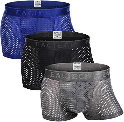 FZmix Men's Boxer Briefs,Underwear Trunks Thin Mesh Breathable Basic Boxers Shorts Underpants Plus Size Panties 3 Pcs