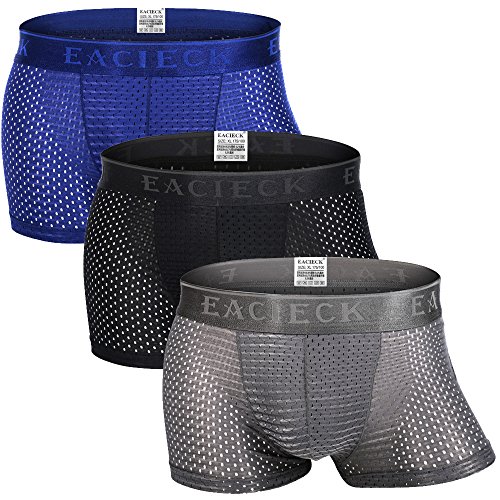 FZmix Men's Boxer Briefs,Underwear Trunks Thin Mesh Breathable Basic Boxers Shorts Underpants Plus Size Panties 3 Pcs