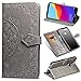 Produktbild Misteem Mandala Hülle für Huawei P8 Lite 2017, 3D Retro Blume Motiv PU Leder Hülle Klappbar Flip Wallet Case Cover Bookstyle Stoßfest Stand Magnet Schutzhülle für Huawei P9 Lite 2017 - Blumen Grau