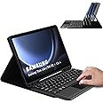 Touch Case with Keyboard for Samsung Galaxy Tab S9 Plus 12.4", Arabic and English - Multi-Touch Trackpad -Detachable Wireless-Pen Holder Tablet Keyboard Case for Samsung Tab S9 Plus Black