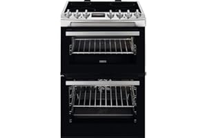 Zanussi Electric Cooker with Ceramic Hob ZCV69360XA, 60x60 cm, 73L and 39L Capacity, Thermaflow Fan Oven, SteamBake Technology and AirFry Function, Multilevel Cooking, Catalytic Self-Cleaning