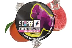 SCOOPER Energy 1 x Cool Grapefruit Xtra Strong | 80 MG kofeiny w każdej torebce | 12 woreczków w puszce | bez cukru i wegański | alternatywa dla napojów energetycznych