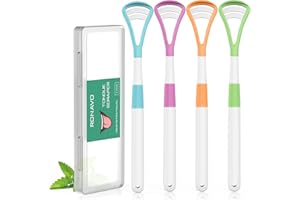 ‎RONAVO RONAVO 2-IN-1 Zungenreiniger für Erwachsene und Kinder, Zungenschaber BPA-frei und helfen effektiv gegen schlechten Atem und verbessern die allgemeine Gesundheit (4 Stück)