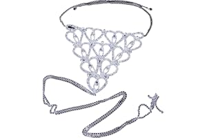 BERMEL Donna Sexy catena di mutandine Catena del corpo Scintillante Strass Cristallo perizoma Bikini Discoteca Vestiario