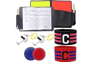 AIAREOZY 6 Stück Fußball Schiedsrichter Set, PVC Rote Gelbe Karte, Fußball Schiedsrichter Karten Set, Schiedsrichterkarten mit Kapitänsbinde, Pfeife, Tasche Punktebuch für Fußballspiel Schulsport Sport