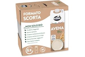 Matt, Avena Bio, Bevanda Vegetale Senza Lattosio e Senza Zuccheri Aggiunti, Bevanda Fresca e Dissetante a Basso Contenuto di Grassi, Gusto Delicato e Dolce, Alimentazione Sana, Confezione da 6x1L
