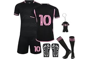 Sidesea Football Kits for Kids, Football Shirts Training Accessories Football Socks Guard Plate Keychain Football Jersey Boys Girls 2023/24 Home and Away Soccer Jerseys Football Gifts for Boys Girls