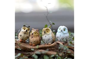 SparY Ornement Hibou Miniature, 4 Pcs Résine Figurine Artisanat, Jardin Pots Fée Vase Décor, Maison Extérieur Maison de Poupée Décoration