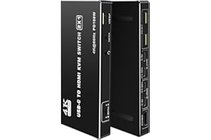 Conmutador KVM USB C HDMI 4K 60Hz, Bolaazul Tipo C KVM Switch HDMI 2x1 para 2 ordenadores 1 monitor HDMI, 1 ratón y teclado -2 cables de vídeo USB incluidos