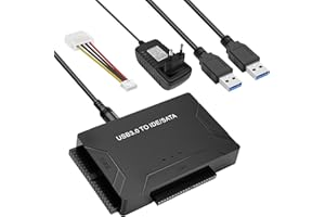 LIDOUYA USB 3.0 SATA Adapter und Festplatte Auslesen Adapter, 5Gbps Festplattenadapter USB für 2,5''und 3,5''SATA HDD & IDE HDD, Kompatible Windows/Linusx/Vista/XP mit netzschalter unterstützt