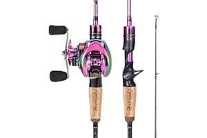 Sougayilang Canne à pêche et moulinet, 1,8 m/2,1 m MH avec moulinet à appât, 2 sections