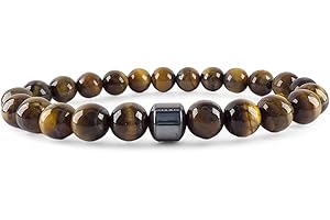 Raffici Anxiety Gemstone Bracelet Natural Stone Hematite Chakra Adjustable Stretch Gemstone Beads Bracelet Protection Luck Prosperity for Women Men Teen Girls Boys Unisex Birthday Gift