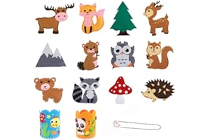 SITAKEGS onfezione da Cucito in Feltro per Bambini, 14 pezzi Animali Kit da Cucito per Imparare a Cucire Set da Cucito Della Giungla, Kit Cucito Bambina Educativo per Principianti, Ragazzi