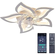 Ventilateur Plafond LED LJX 78cm - Compatible Alexa - 6 Vitesses - Blanc - Pour Chambre Ou Salon