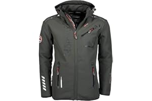 Geographical Norway Royaute Męska wodoodporna kurtka softshellowa dla mężczyzn, oddychająca, outdoorowa, z kapturem, taktyczna, odporna na zimowe warunki, wiatrówka