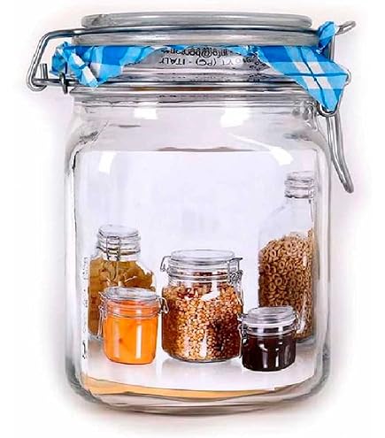 Acan Tradineur Lot de 3 bocaux hermétiques en verre Primizie avec joint en caoutchouc, pot multifonction pour conserves, légumineuses, pâtes, 16,7 x 12,5 cm, 1,7 l