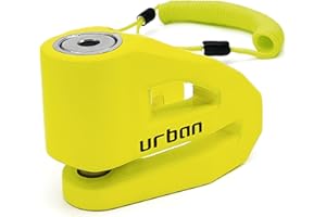 Urban UR206Y Bloccadisco Moto ø6mm, più Visibile più Dissuasivo, Design Leggero, Sicurezza Compatta ed Efficace, Cavo Promemoria, Lucchetto Antifurto Moto, Bicicletta, Monopattino Elettrico
