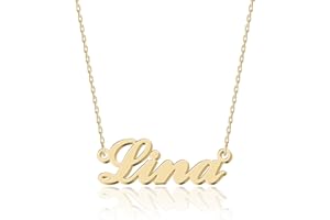 UMAGICBOX Collier Personnalisé avec Prénom - En Acier Inoxydable 316, Plaqué Or 18K, Artisanal, 14 Styles de Polices et 4 Couleurs au Choix - Emballage Élégant