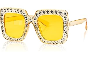 Jagowa 1 Piece Rhinestone Sunglasses Square Unisex Diamond Glasses