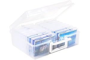 GREELUE Fotobox, Fotoformat 3×5 Zoll, Sortierboxen für Kleinteile, 16 innere Fotohalter, Aufbewahrungsbox Transparent für Postkarten, Fotos, Spielzeug