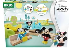 BRIO World 32277 Micky Maus Eisenbahn-Set - Ergänzung der BRIO Holzeisenbahn - Empfohlen ab 3 Jahren