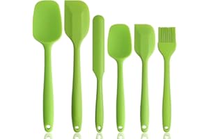 NoChoX 6 Pezzi Spatole in Silicone, Resistente al Calore 500 °F, Spatola da Cucina Utensili con Anima in Acciaio, Senza BPA, Antiaderente, Spatula Silicone per Mescolare, Cuocere e Cucinare, Verde