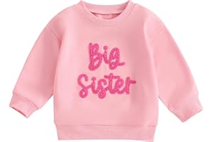 LERRITA Bébé Fille Sweat-Shirt Sœurs Bébé Fille Lil/BIG Sis Sweat-Shirt Sweat-Shirt De La Sœur Lettres À Manches Longues Broderie Automne Sweatshirt Body Big Sister Little Sister Outfits
