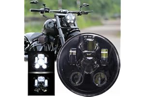 DREAMIZER 5.75 Inch Motorcycle Headlight E-Approved with White Daytime Running Light Angel Eye Amber Indicator Compatible with Harley Indian Scout 60 Road King Street Glide Softail Electra Glide J-eep