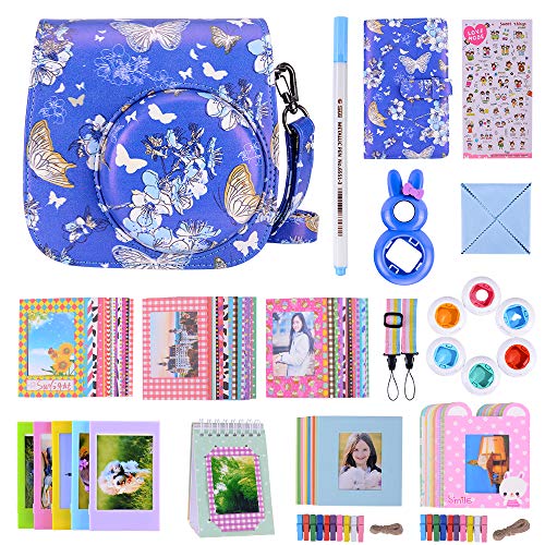 DaMo 16 en 1 Instax Mini 9 Accesorios de la cámara para Fujifilm Instax Mini 9 / Mini 8 / Mini 8+ cámara (Mariposa Azul)