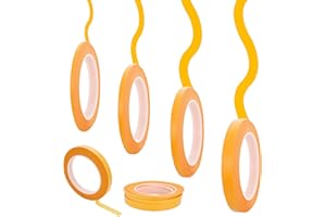 ASTER 4 rolki taśmy cienkiej linii, cienka taśma maskująca 1/16, 1/8, 1/4 i 1/2 cala szerokości x 140 m, żółta taśma maskująca do samodzielnego malowania samochodu