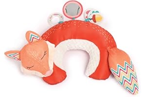 LUDI — Fox Activity Pillow – gra aktywacyjna dla niemowląt – od 3 miesięcy – rozwija zmysły, napięcie i wzmacnia mięśnie w pozycji leżącej – 5 aktywności sensorycznych