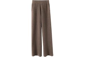 Mkjuuior Kaszmirowe spodnie dresowe damskie na jesień i zimę z wysokim stanem, wełniane spodnie z szerokimi nogawkami, na co dzień, proste nogawki, luźne spodnie