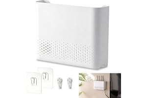 30 x 22 x 6 cm router-box, WiFi router, förvaringslåda, router gömma | Dölj vägglåda med självhäftande spännen och spårlösa spikar, ABS-hållare vägg vit, för förvaring av routrar