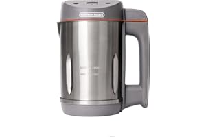 Hamilton Beach 3-in-1 Soup Maker, Smoothie Blender & Jam Maker, 1.6L, Easy Read Angled Digital Display, Auto-Stir & Overspill Sensor, Makes 4-6 Portions of Soup, Easy Clean, Grey - HBSM003G