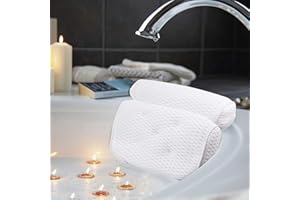 AmazeFan Badewannenkissen, Luxus Badewanne & Spa-Kissen mit 4D-Air-Mesh-Technologie und 7 Saugnäpfen. Stützfunktion für Kopf, Rücken, Schulter, Nacken. Geeignet für Badewannen und Home Spa