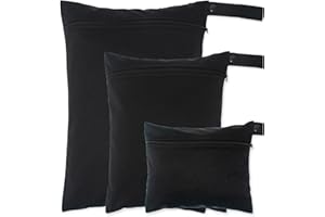 KGJAXF 3Pcs Waterproof Swimsuit Bags - Wet Bags for Swimming, Travel Laundry, Beach & Camping (Black)