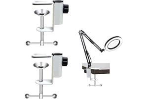 XYUAYAMZ Abrazadera C Tornillo Abrazaderas Ajustables - Pinzas Para Vigas en I, Lámparas Escritorio y Cabecera Brazo Largo, Soportes Voladizo, MetáLicas Tigre, Bases (2 Piezas, Blanco)